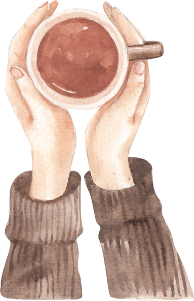 Watercolor Hands Holding a Coffee