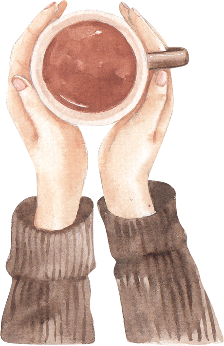 Watercolor Hands Holding a Coffee